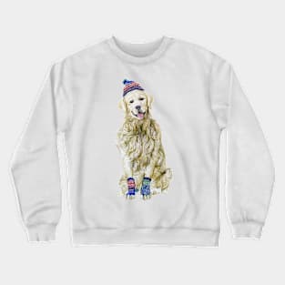 Golden Retriever wearing winter outfit Crewneck Sweatshirt